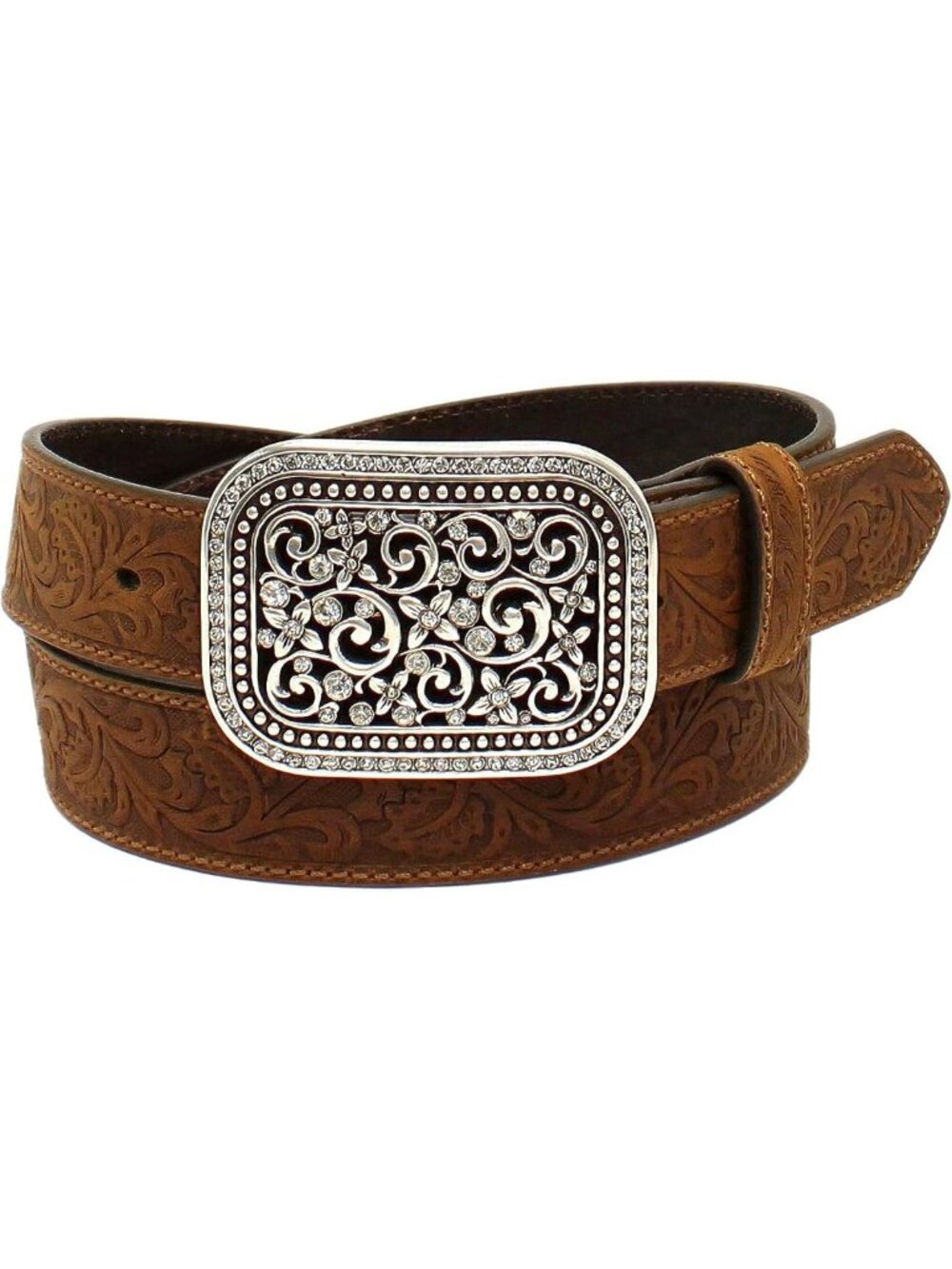 Stylish Women's Rhinestone Embossed Leather Belt - Perfect for Fashion